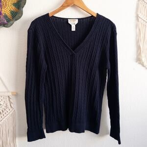 Talbots Navy V-Neck Pima Cotton Pullover Sweater Size Medium